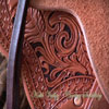 Light weight Lady's Wade Saddle with horse figure and floral tooling with hand painted dyed background all dallied in a Vaquero Lace border